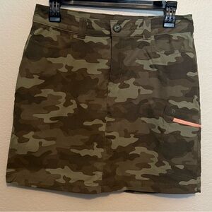 Eddie Bauer Olive & Tan Camo Mini Skirt with Coral Trim